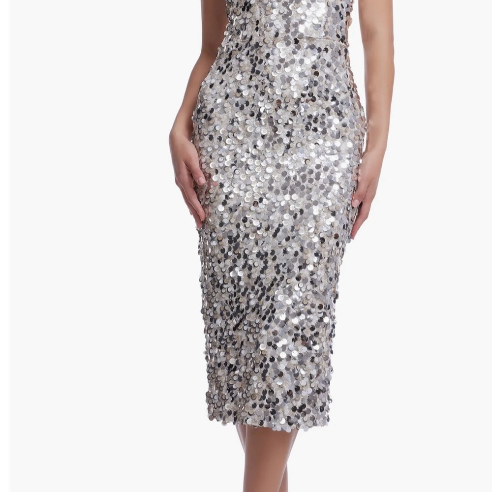 Dress the Population Silver Sequin Midi Dress - Picture 2 of 7
